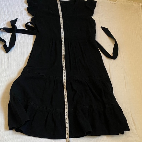 CATHERINE MALANDRINO 100% Organic Cotton,Black Midi Dress - Picture 9 of 11